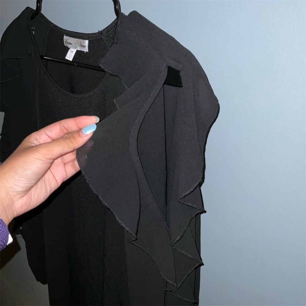 Stem & Vine Women's 2X Black Long‎ Sleeve Ruffle Tunic - Picture 5 of 8